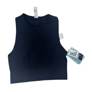 DSG Cropped Top Women XS High Neck Black Odor Control‎ 90% Nylon 10% Spandex